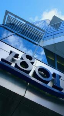 Close view of the 1801 top-of-building signage